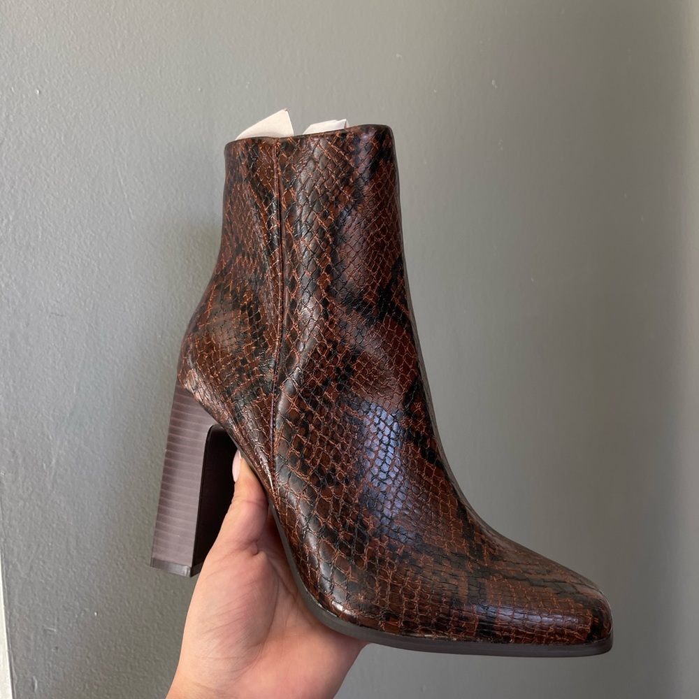 Brown snake skin boots